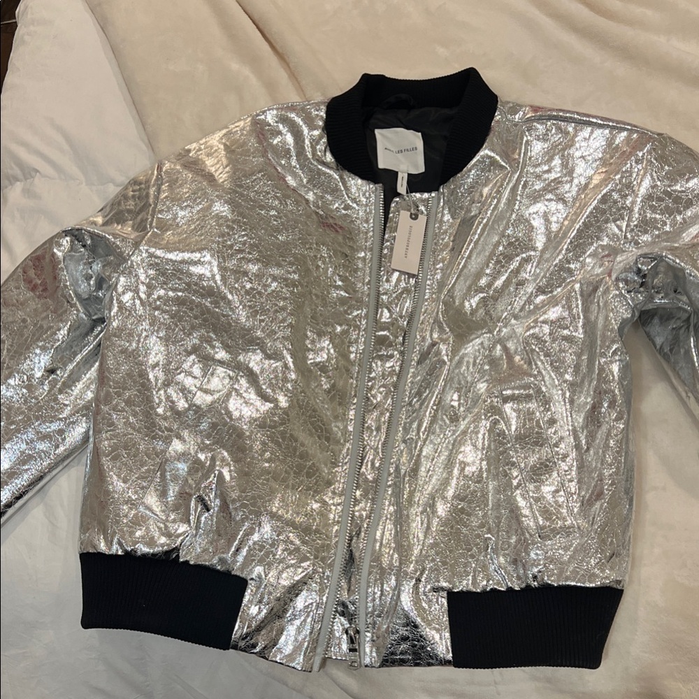 Silver Metallic Women’s bomber Jacket